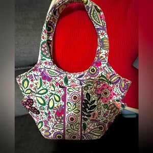 Floral Pattern Quilted Tote Bag - Pink & Green